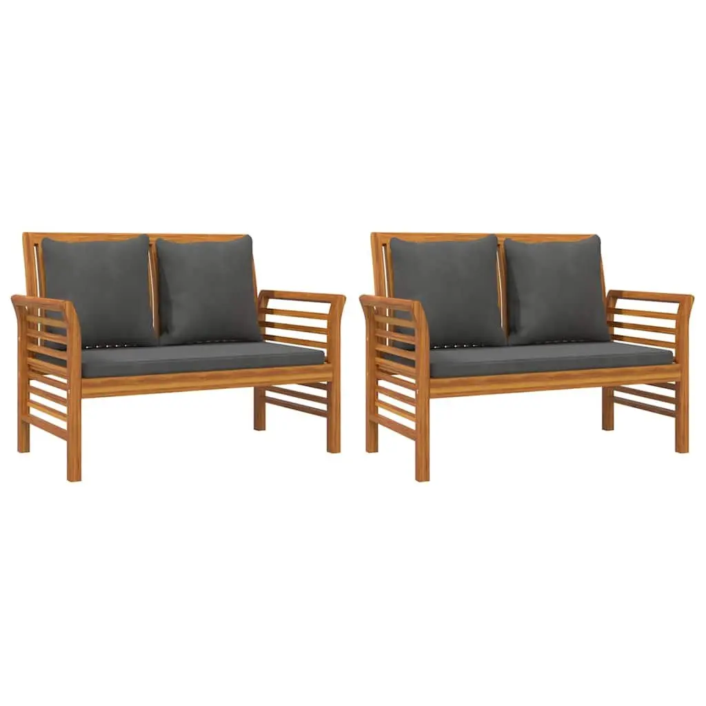 Outdoor Lounge Set Acacia Wood Brown 3 Piece with Cushions for Relaxation and Socializing
