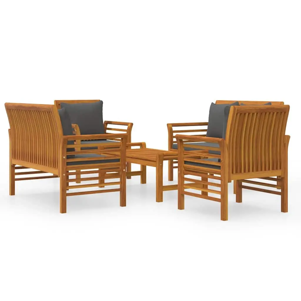5 Piece Lounge Set Outdoor Garden Furniture Acacia Wood with Cushions Brown