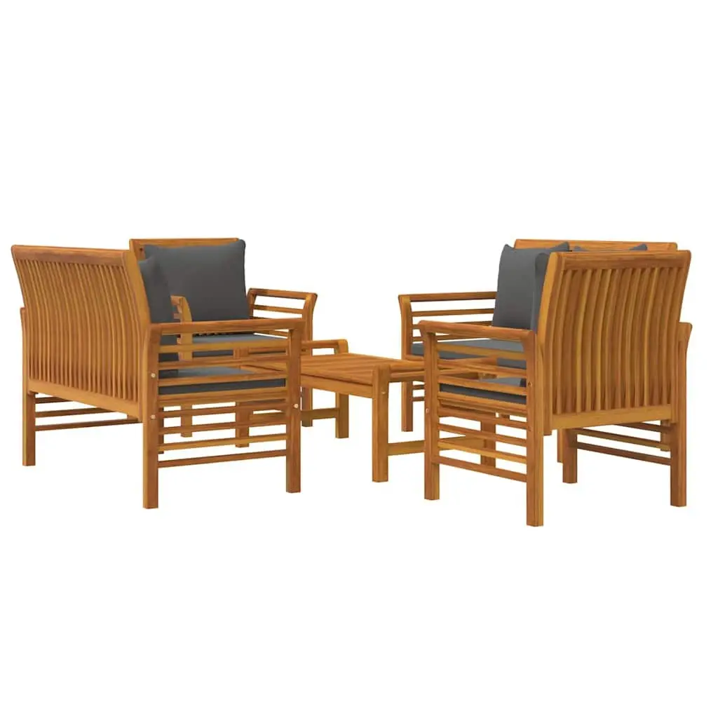 5 Piece Lounge Set Outdoor Garden Furniture Acacia Wood with Cushions Brown