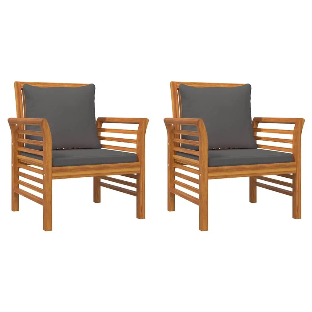 5 Piece Lounge Set Outdoor Garden Furniture Acacia Wood with Cushions Brown