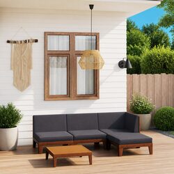 Garden Lounge Set 5 Piece Outdoor Furniture Patio Seating Grey Cushioned Modular