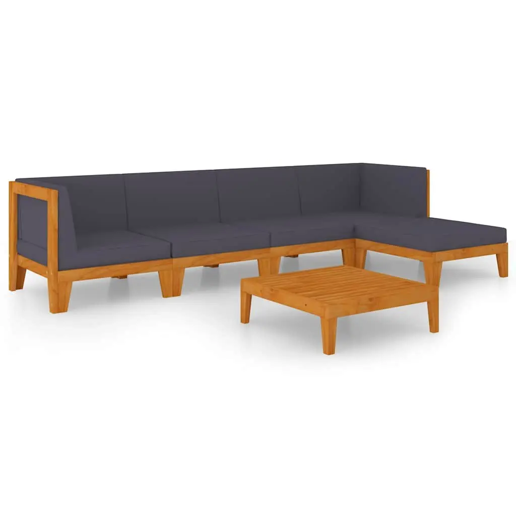 Garden Lounge Set 6 Piece Outdoor Furniture Grey Acacia Wood with Cushions