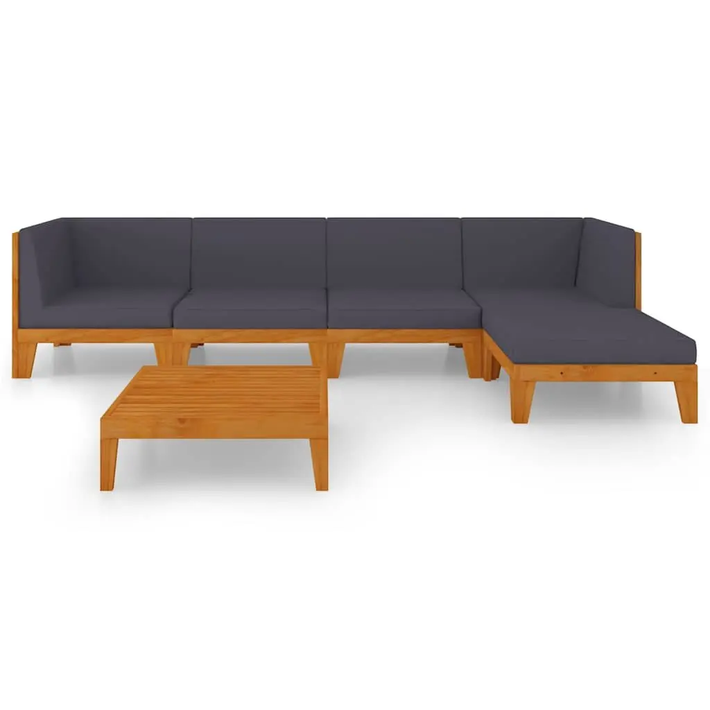Garden Lounge Set 6 Piece Outdoor Furniture Grey Acacia Wood with Cushions