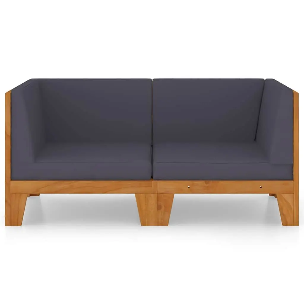2-Seater Outdoor Sofa with Cushions Solid Acacia Wood Garden Patio Furniture