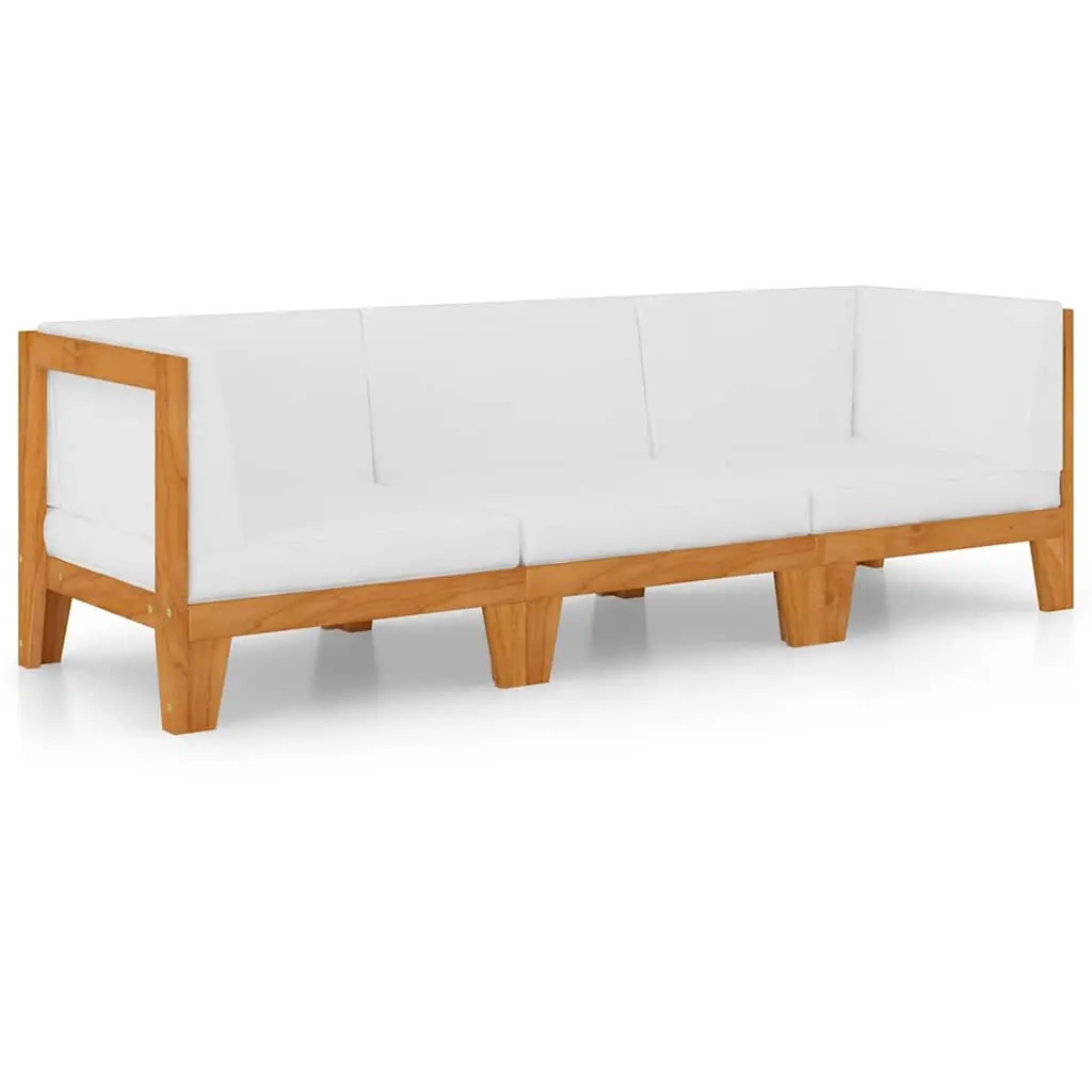 3 Piece Garden Lounge Set Solid Acacia Wood Outdoor Furniture with Cushions