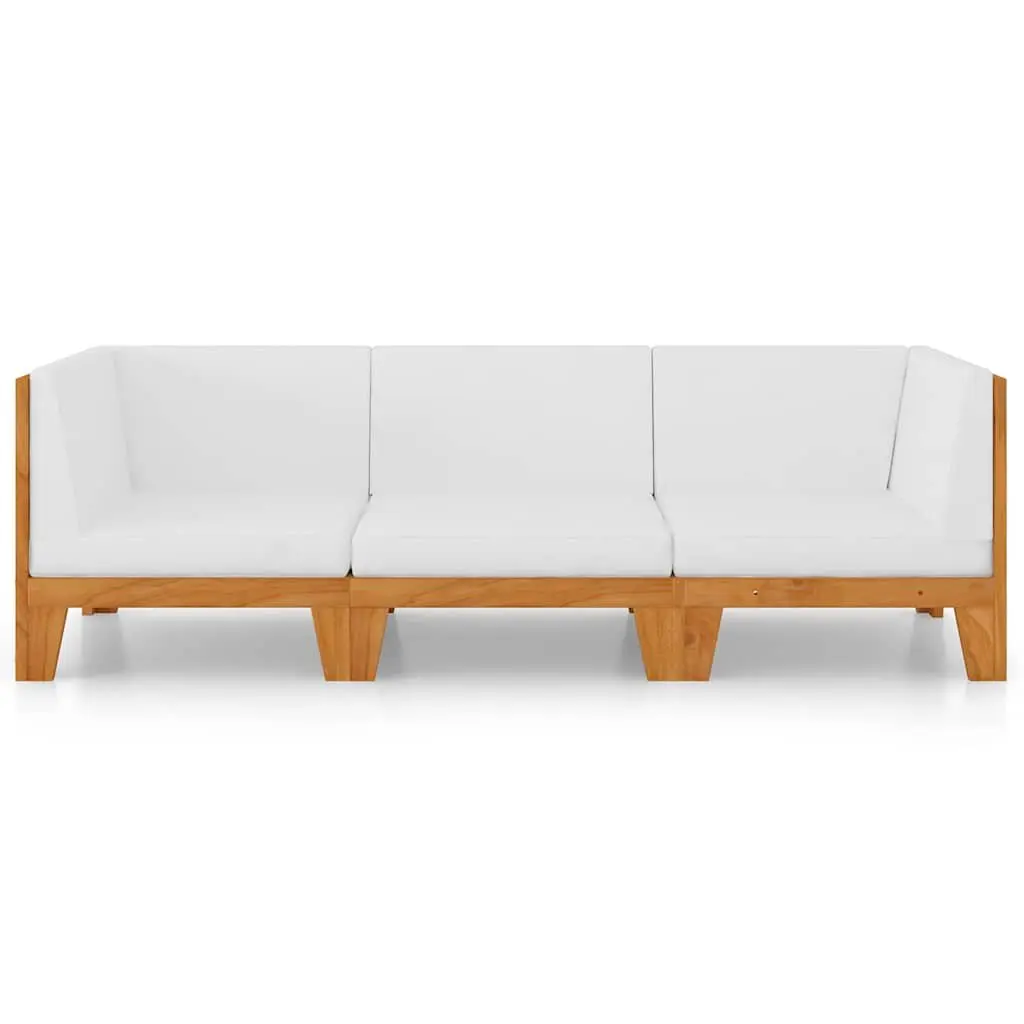 3 Piece Garden Lounge Set Solid Acacia Wood Outdoor Furniture with Cushions