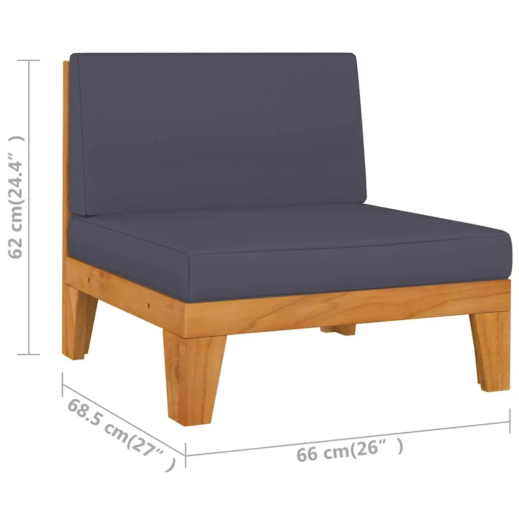 Garden Lounge Set 3 Piece Outdoor Furniture Grey Cushions Acacia Wood Modular
