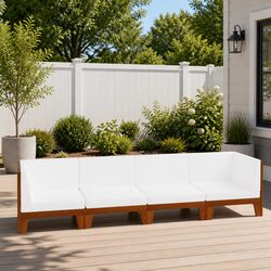 Friendly 4-Piece Solid Wood Lounge Set with Cushions