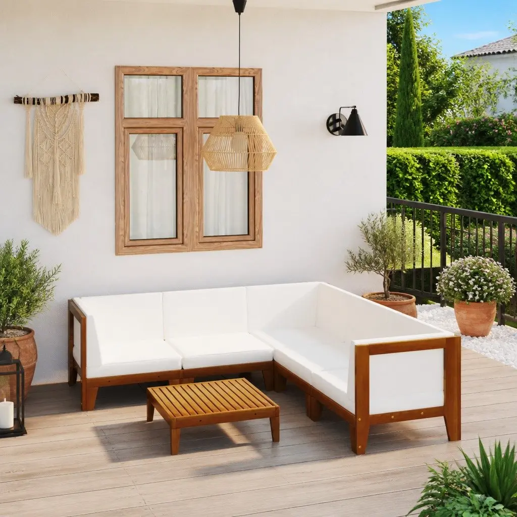 Garden Lounge Set 6 Piece Outdoor Furniture with Cushions Solid Wood Patio