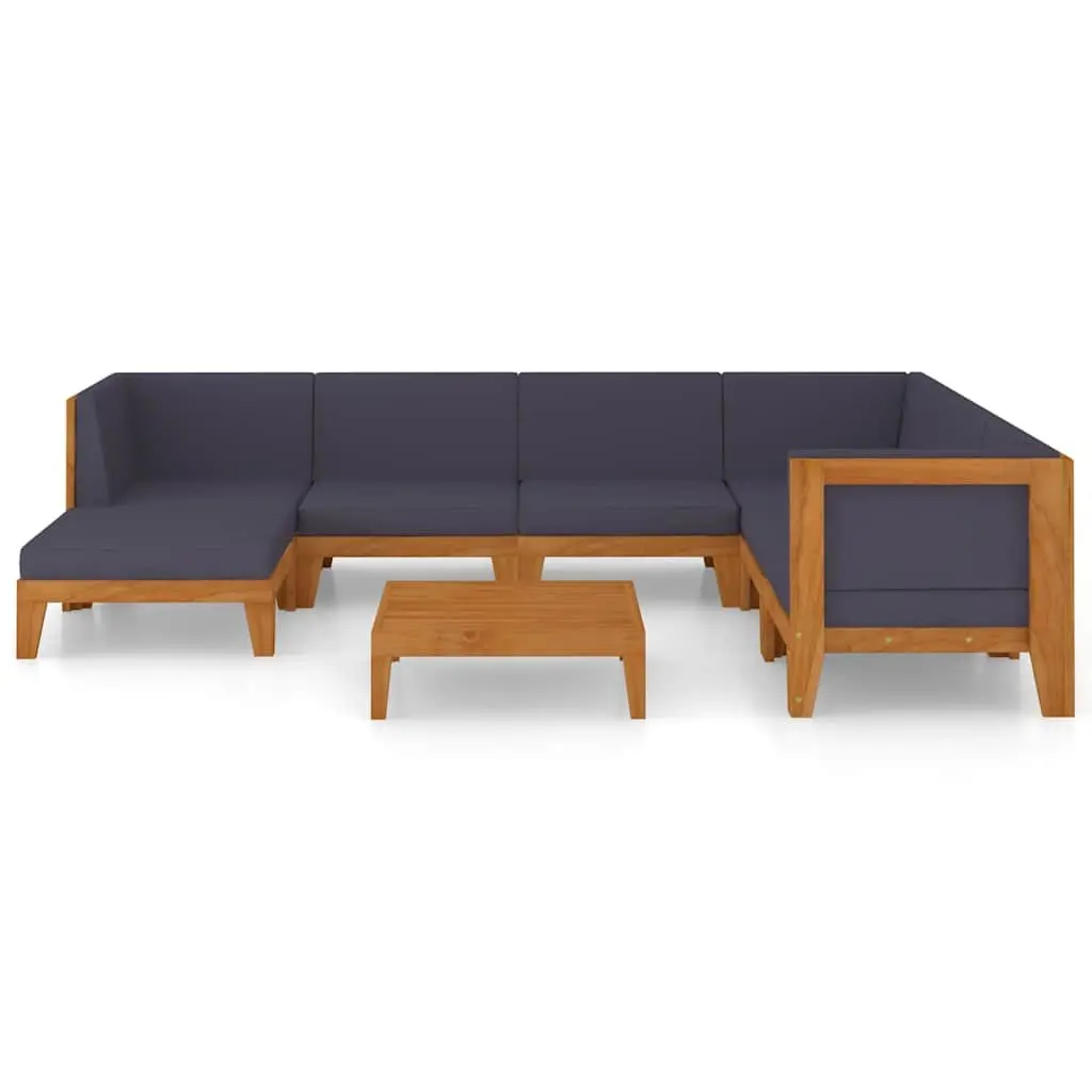 8 Piece Outdoor Acacia Wood Lounge Set with Cushions Grey