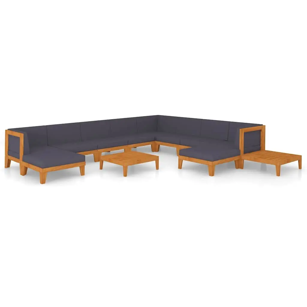 Garden Lounge Set 12 Piece Outdoor Furniture with Cushions Solid Wood Grey