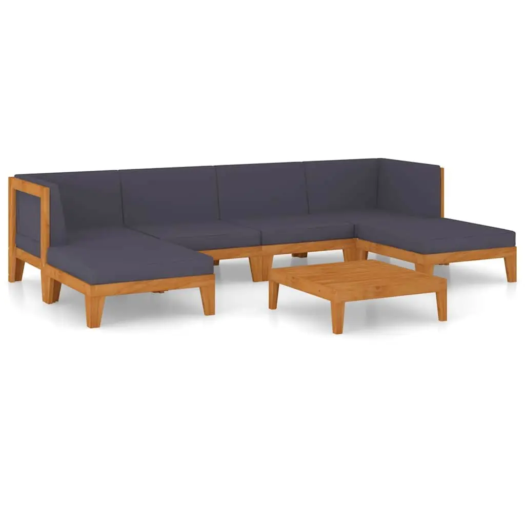 7 Piece Garden Lounge Set Grey Outdoor Furniture Acacia Cushions Modular