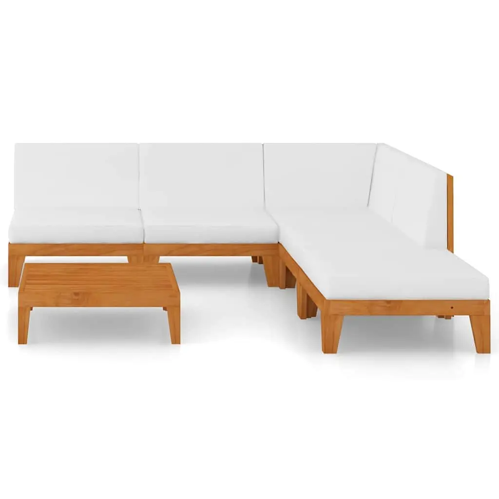 Garden Lounge Set Modular Solid Wood 6 Piece Outdoor Furniture with Cushions