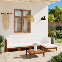 Garden Lounge Set 6 Piece Outdoor Furniture Acacia Wood Modular with Cushions