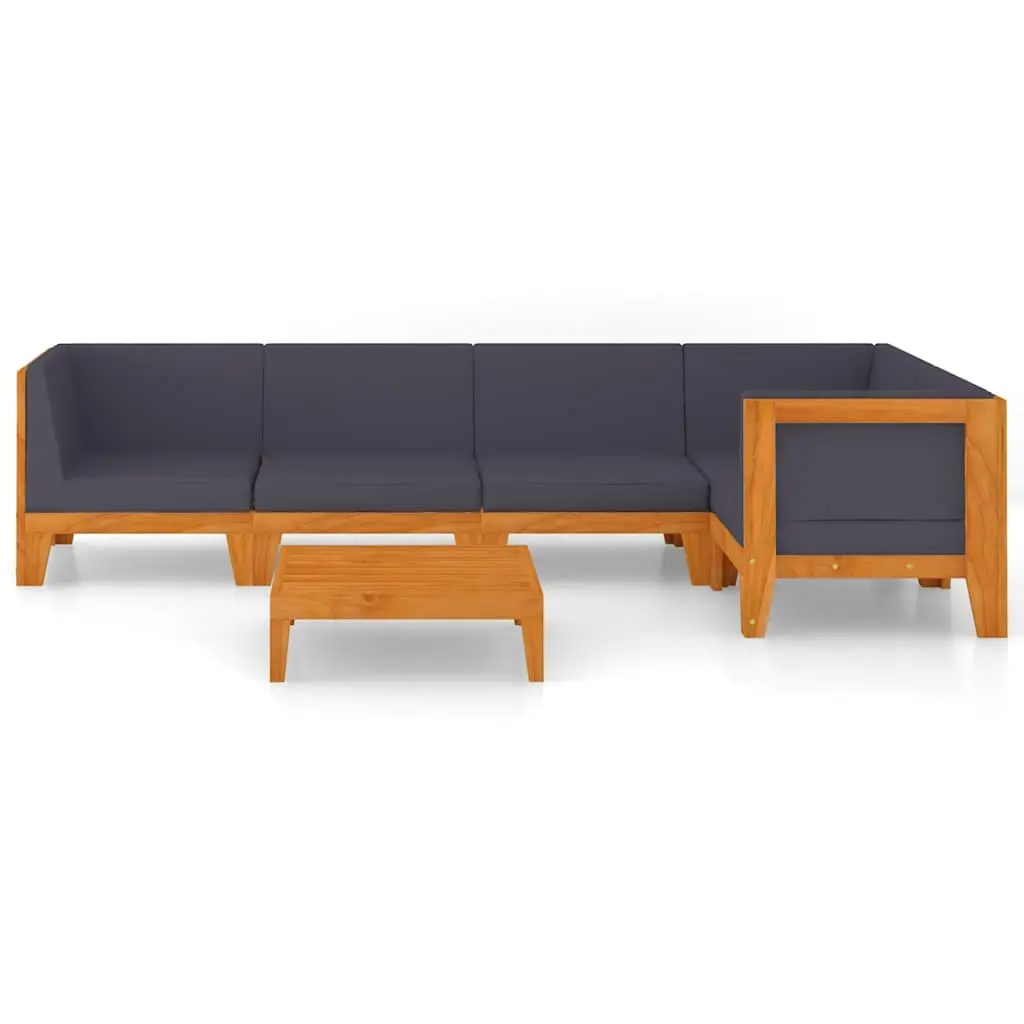 Garden Lounge Set 6 Piece Outdoor Furniture Grey Cushions Acacia Wood Patio