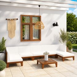 Garden Lounge Set 8 Piece Outdoor Furniture Modular Acacia Wood with Cushions