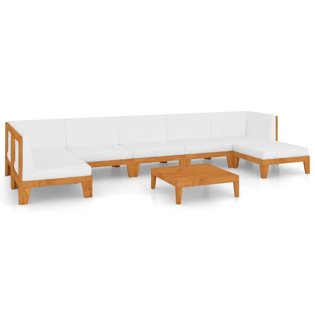 Garden Lounge Set 8 Piece Outdoor Furniture Modular Acacia Wood with Cushions