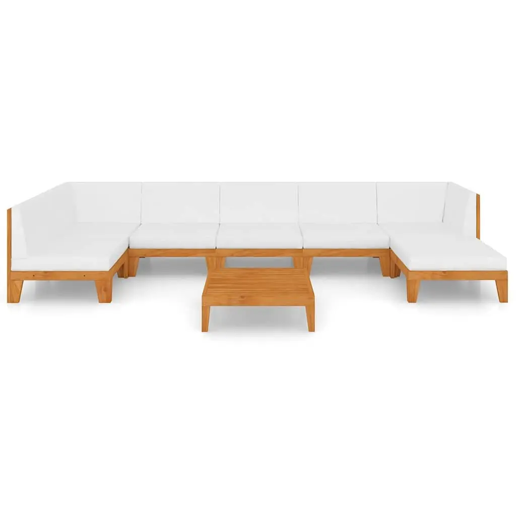 Garden Lounge Set 8 Piece Outdoor Furniture Modular Acacia Wood with Cushions