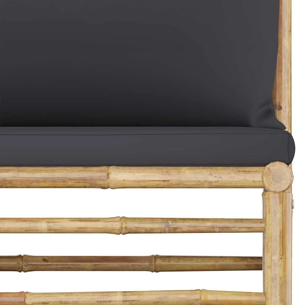 Bamboo Garden Lounge Set 4 Piece Outdoor Furniture Dark Grey Cushions Modular