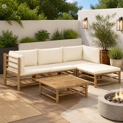 Your 5-Piece Bamboo Lounge Set Awaits - Modular Design Included
