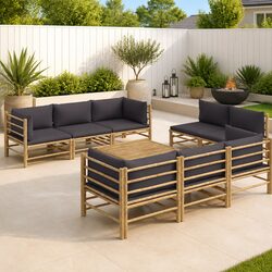 Friendly 9 Piece Bamboo Lounge Set for Your Outdoor Area