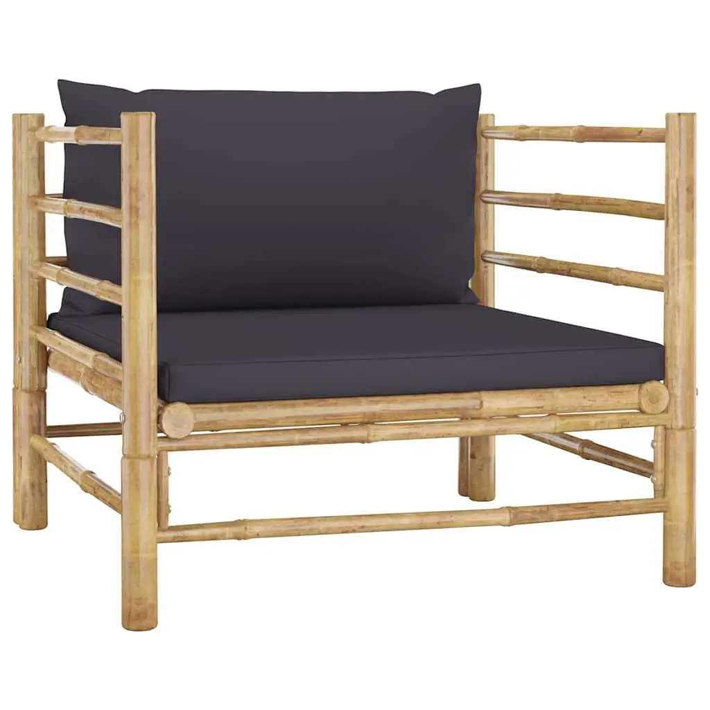 Garden Lounge Set Bamboo Modular Outdoor Furniture 8 Piece Dark Grey Cushions