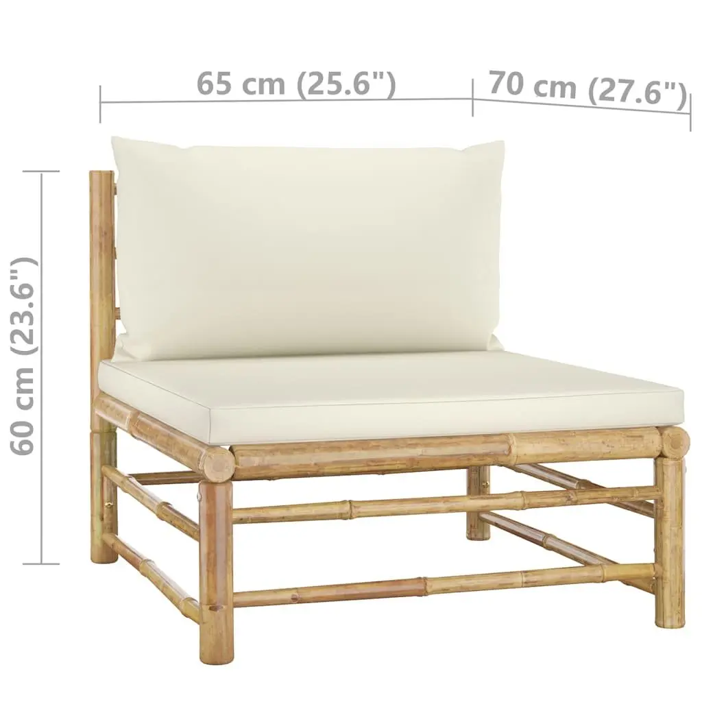 8 Piece Outdoor Modular Lounge Set Bamboo Frame with Cream Cushions
