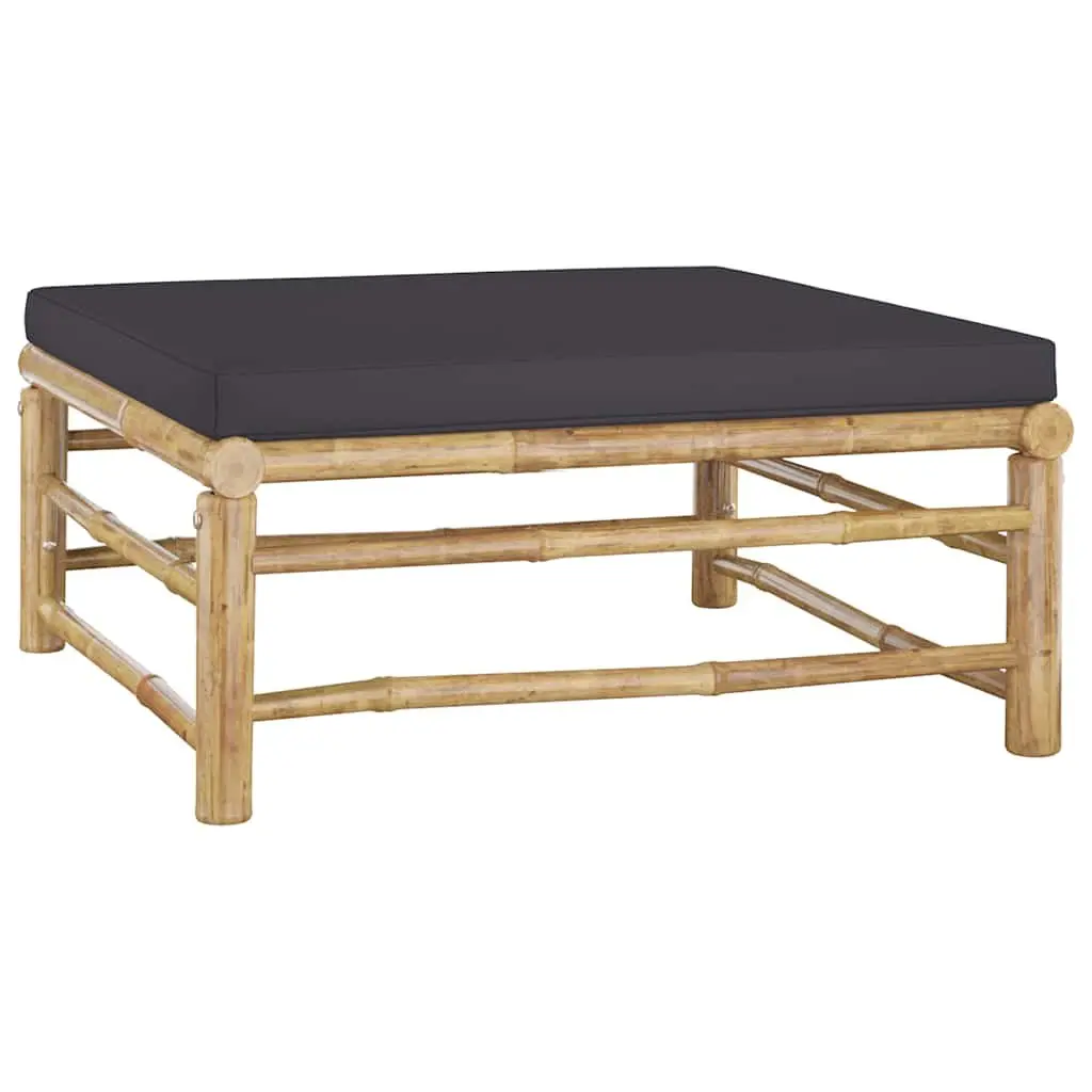 Garden Lounge Set Modular Bamboo 10 Piece Outdoor Furniture with Grey Cushions