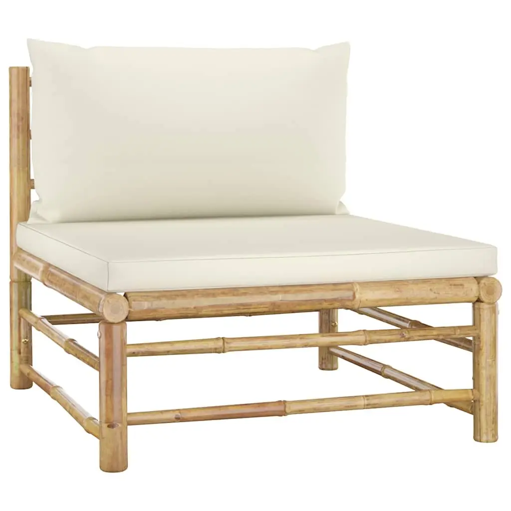 Garden Lounge Set Modular Bamboo 12 Piece with Cream Cushions