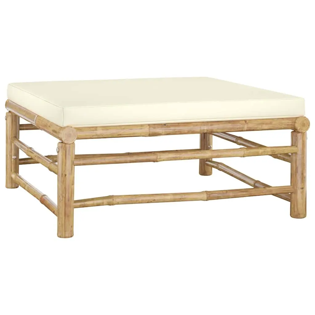 Garden Lounge Set Modular Bamboo 12 Piece with Cream Cushions