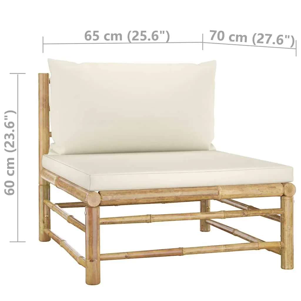 Garden Lounge Set Modular Bamboo 12 Piece Cream Cushions