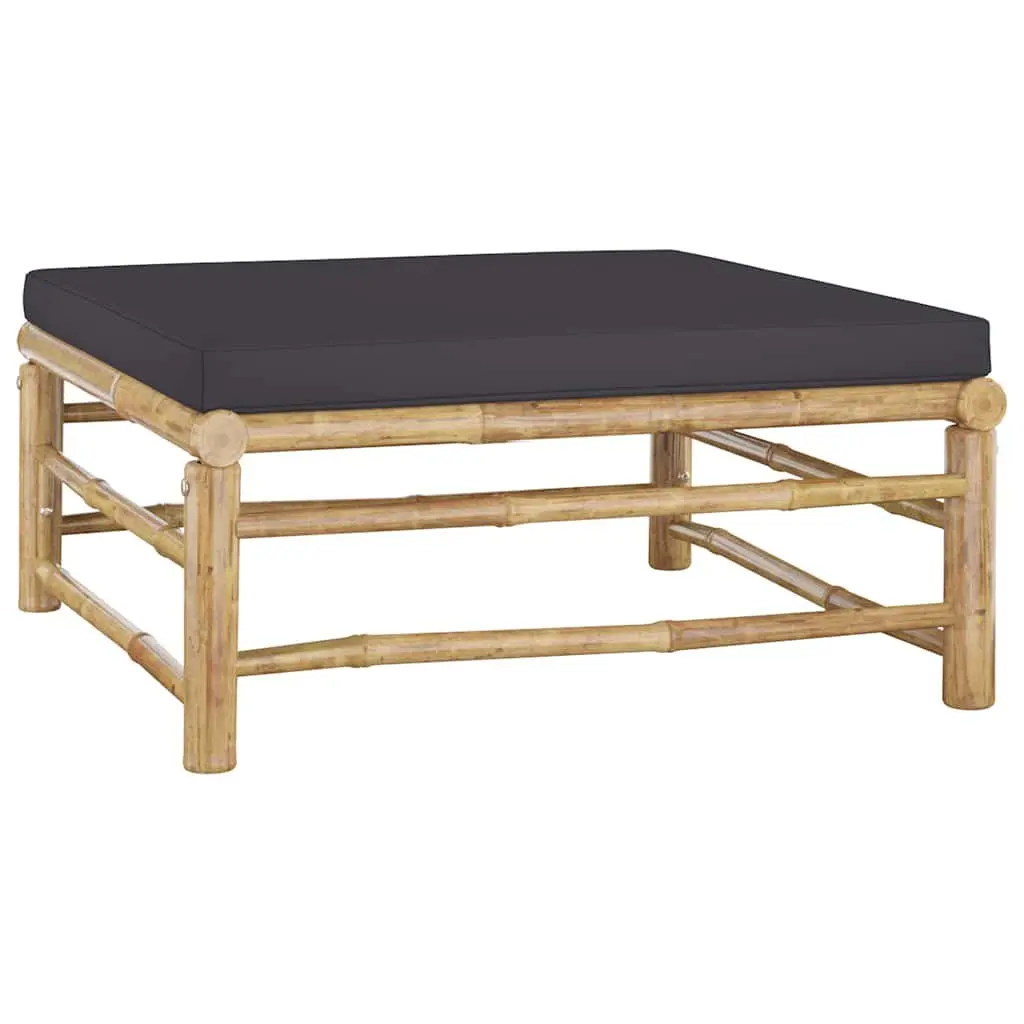 Bamboo Garden Lounge Set 6 Piece Modular Outdoor Furniture with Grey Cushions