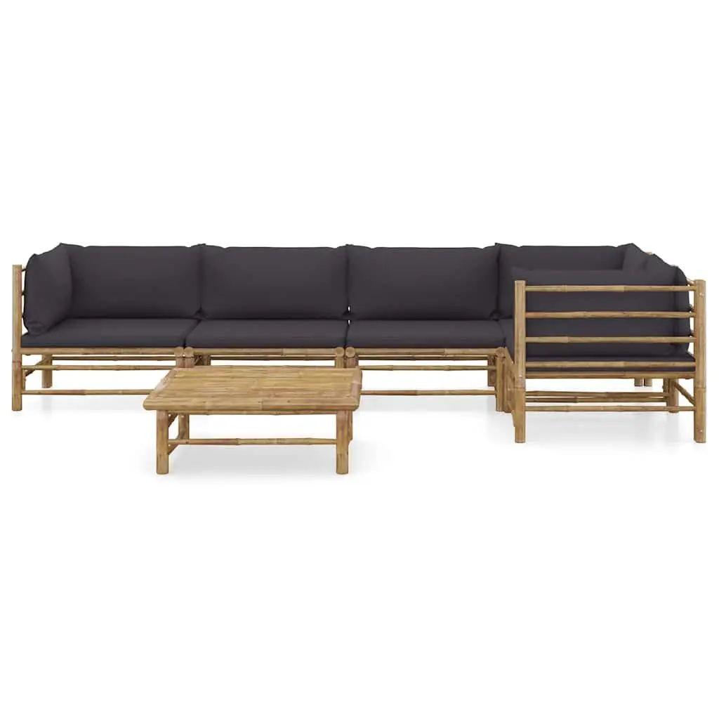 Garden Lounge Set Modular Bamboo Outdoor Furniture 6 Piece Grey