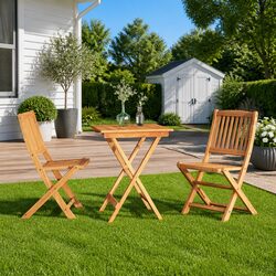3 Piece Folding Garden Dining Set Outdoor Table Chairs Wooden Acacia