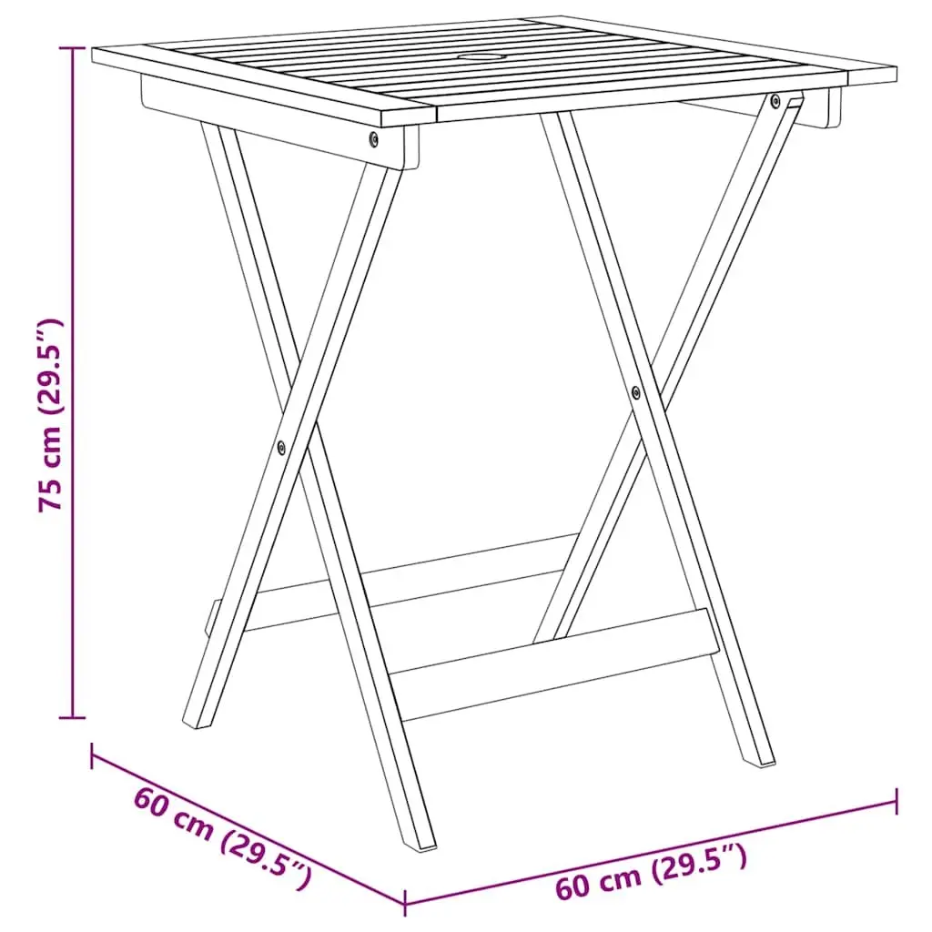 Folding Garden Dining Set Wooden Acacia 3 Piece