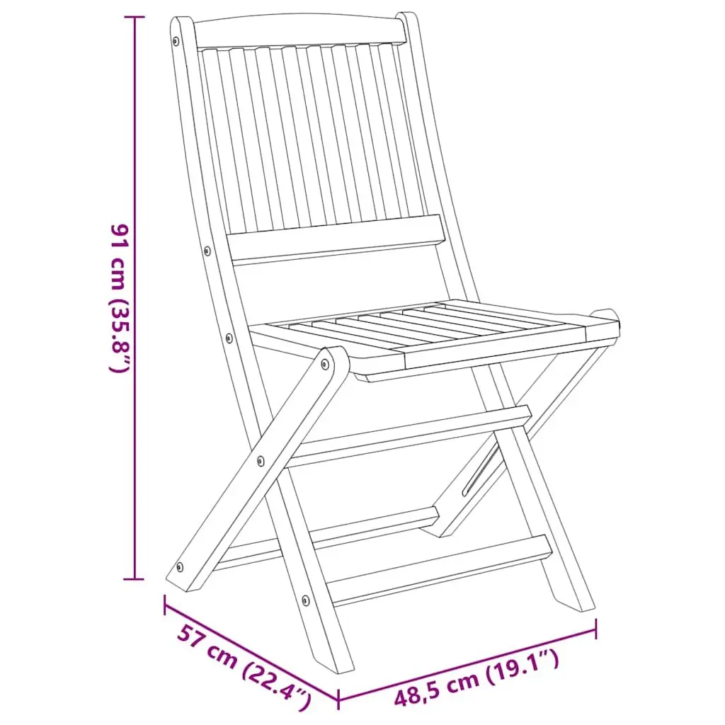 Folding Garden Dining Set Wooden Acacia 3 Piece