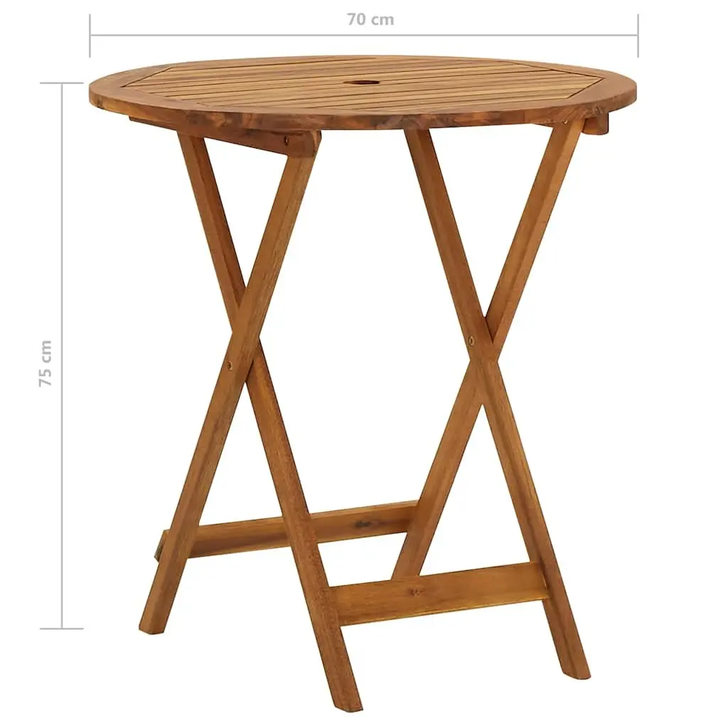 Folding Garden Dining Set Brown Wood 3 Piece