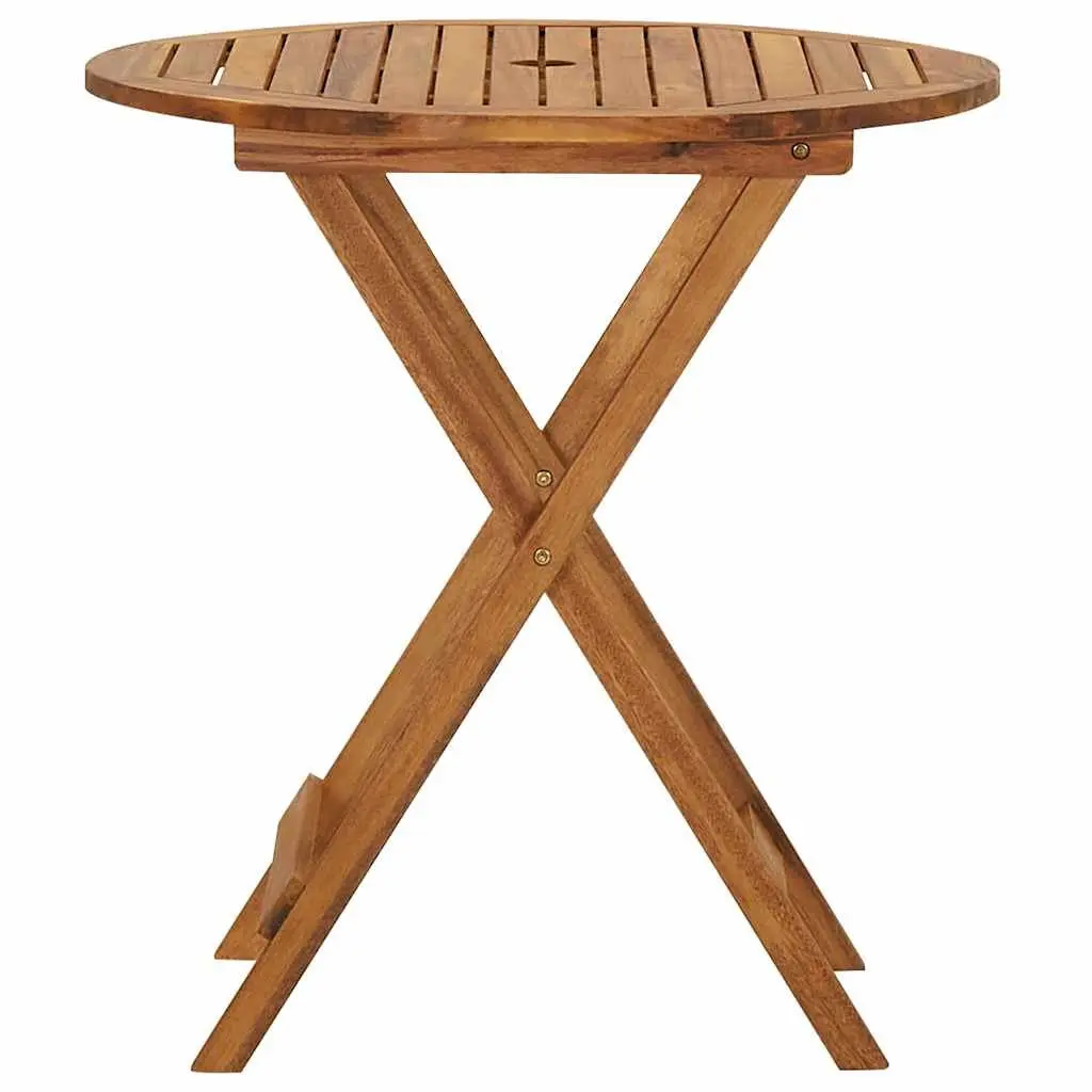 Folding Garden Dining Set Brown Wood 3 Piece