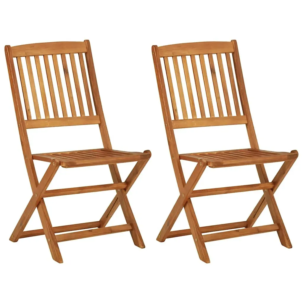 Folding Garden Dining Set Brown Wood 3 Piece