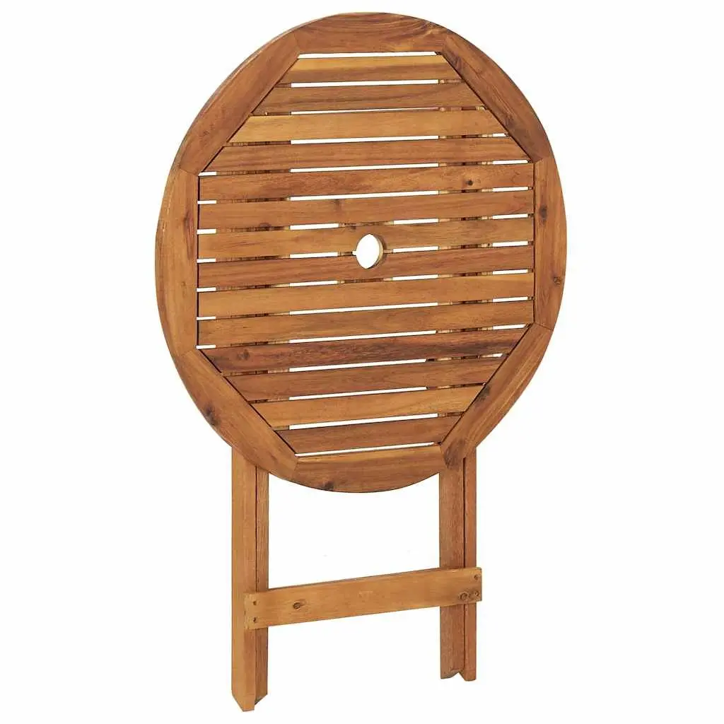 Folding Garden Dining Set Brown Wood 3 Piece