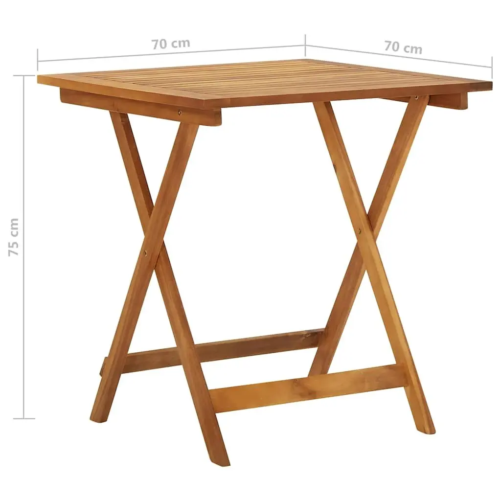 Folding Garden Dining Set Brown Wood 3 Piece Outdoor Furniture Table Chairs