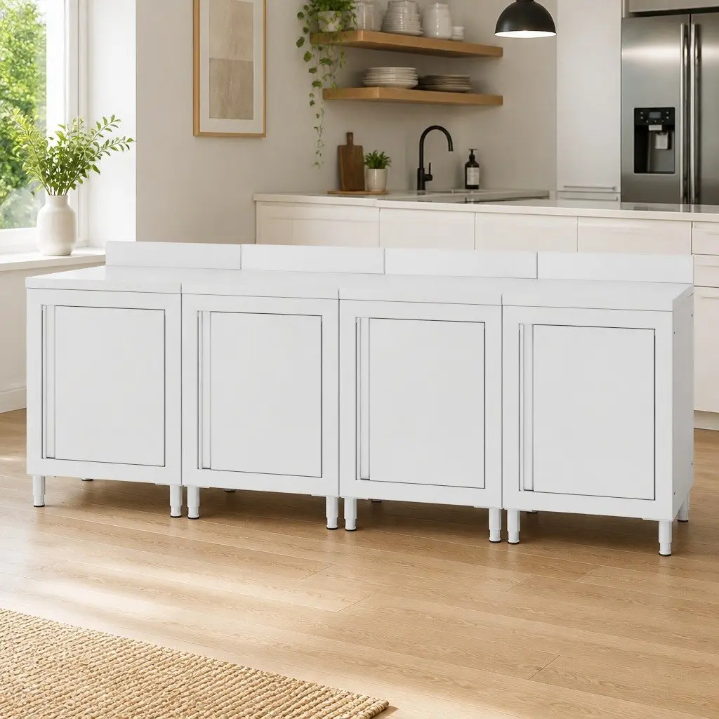 Commercial Stainless Steel Work Table Cabinet 240x60x96 cm Kitchen Storage