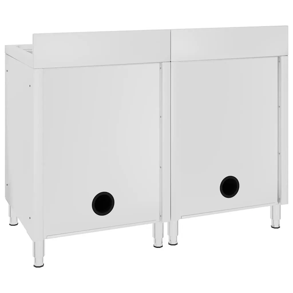 Commercial Kitchen Sink Cabinet Set Stainless Steel 2 Pieces 60 x 60 x 96 cm
