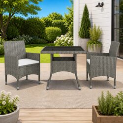 Friendly 3 Piece Grey Outdoor Dining Set with Comfort