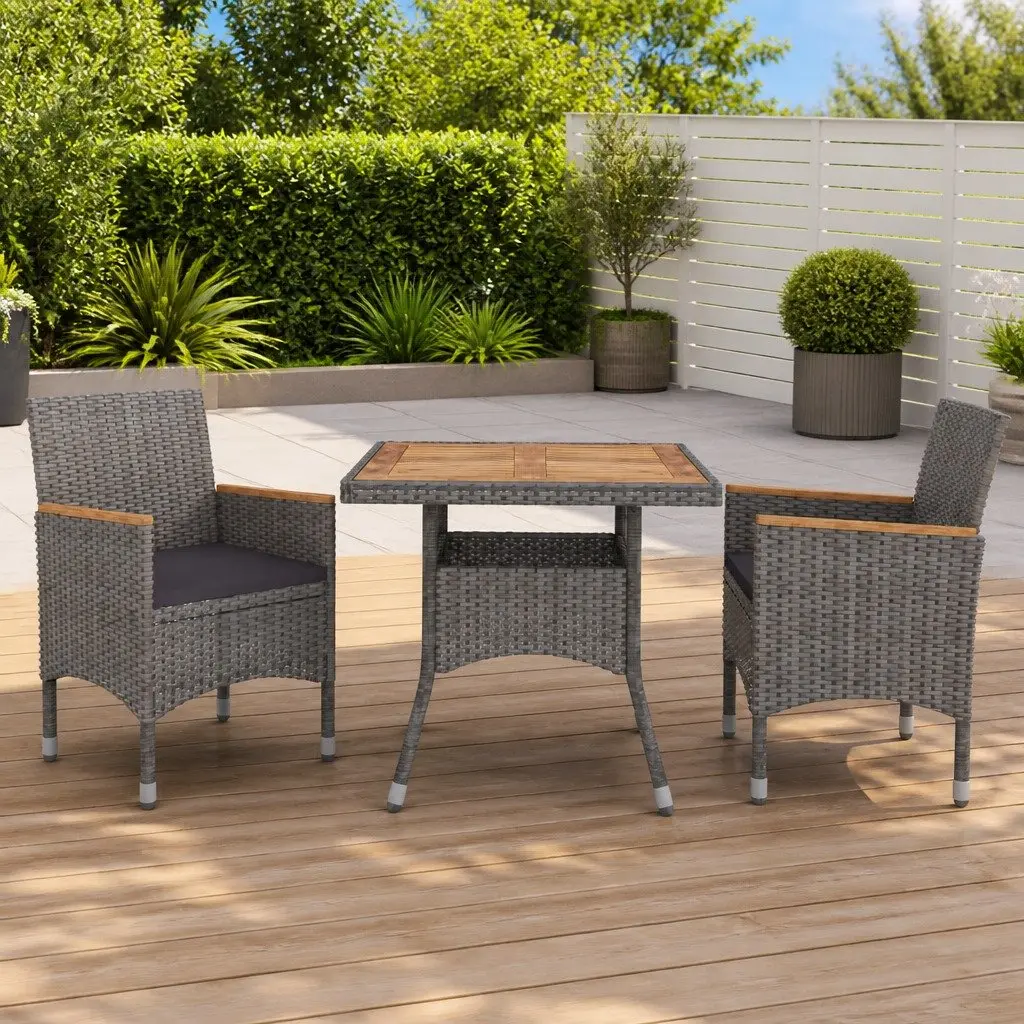 Grey Rattan Outdoor Dining Set