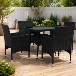 Enjoy Outdoor Dining with Our 5 Piece Set in Black Rattan