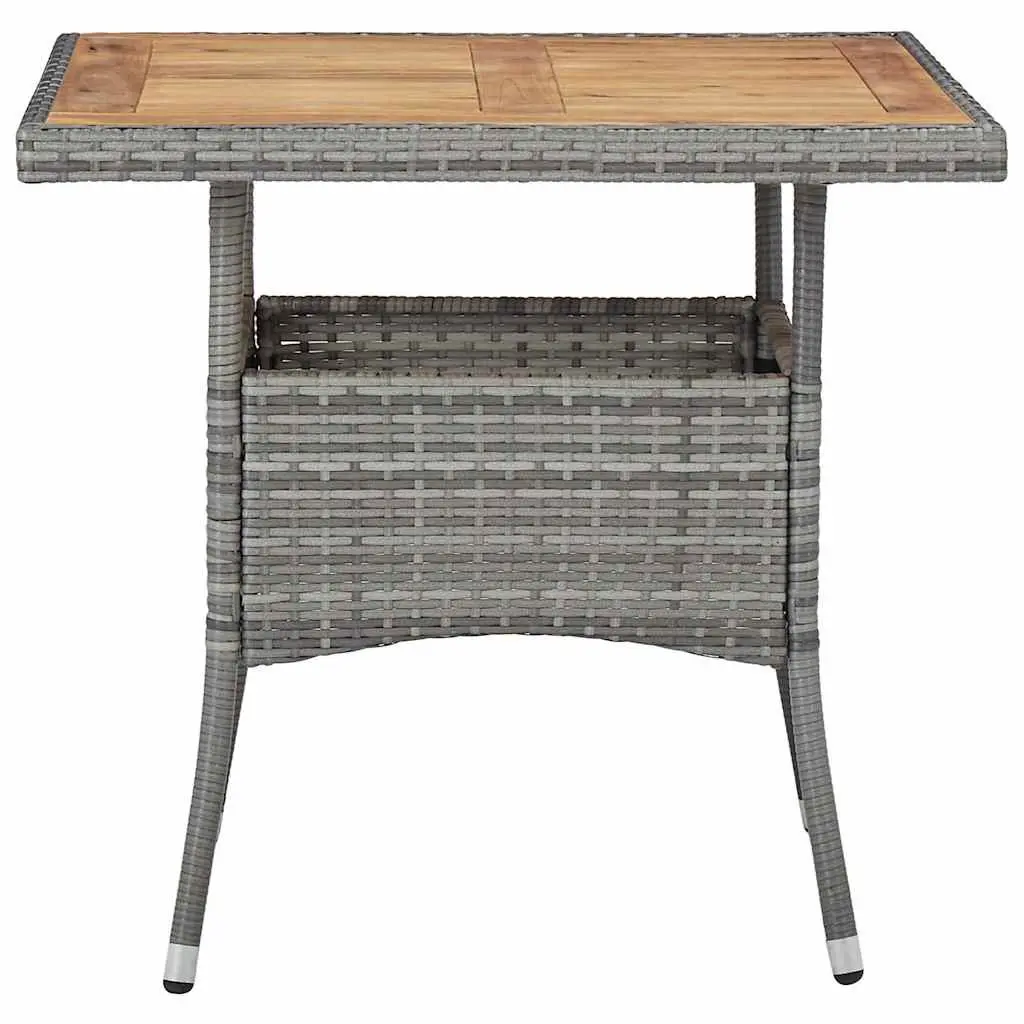 5 Piece Outdoor Dining Set Grey Poly Rattan Acacia Wood Garden Furniture