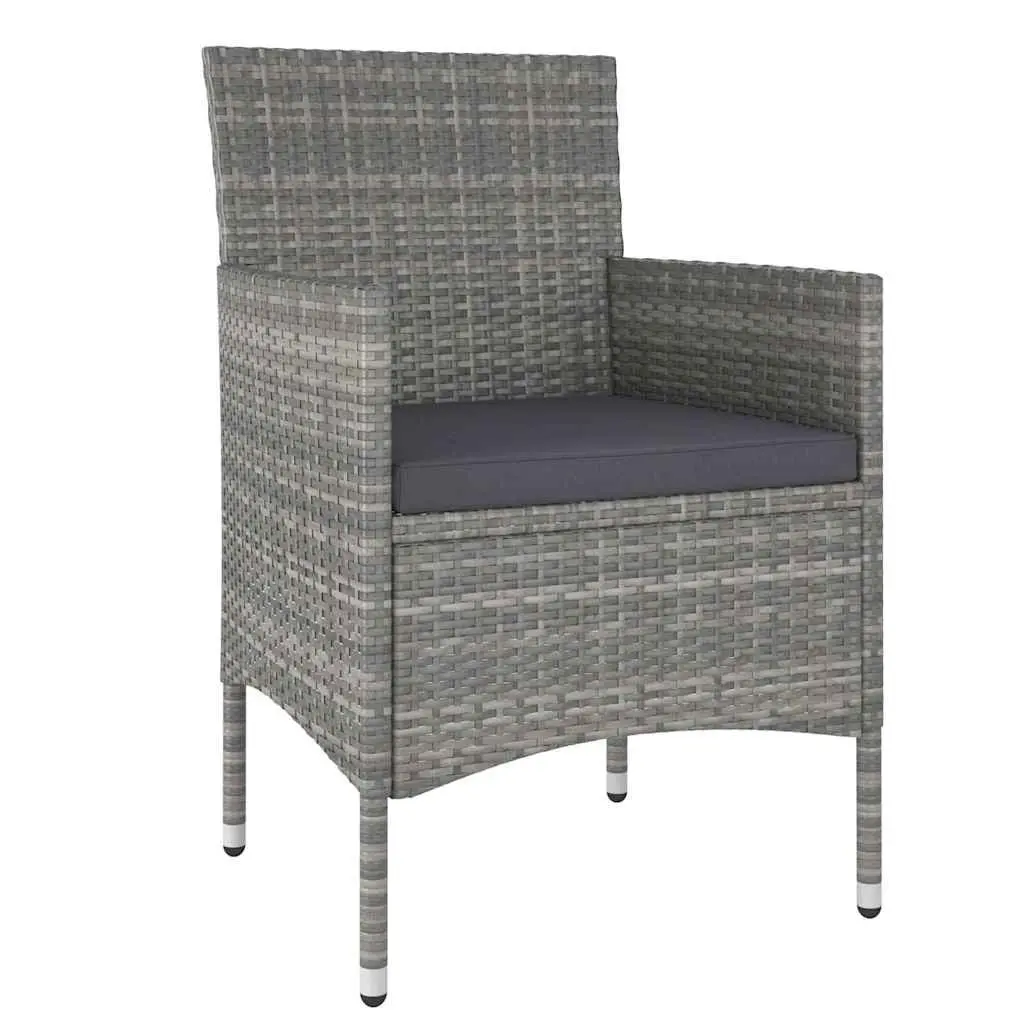 Garden Dining Set 5 Piece Outdoor Furniture Grey Rattan Tempered Glass