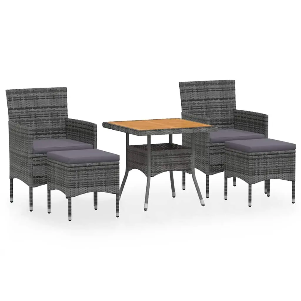 5 Piece Outdoor Dining Set Rattan Chairs Table Grey