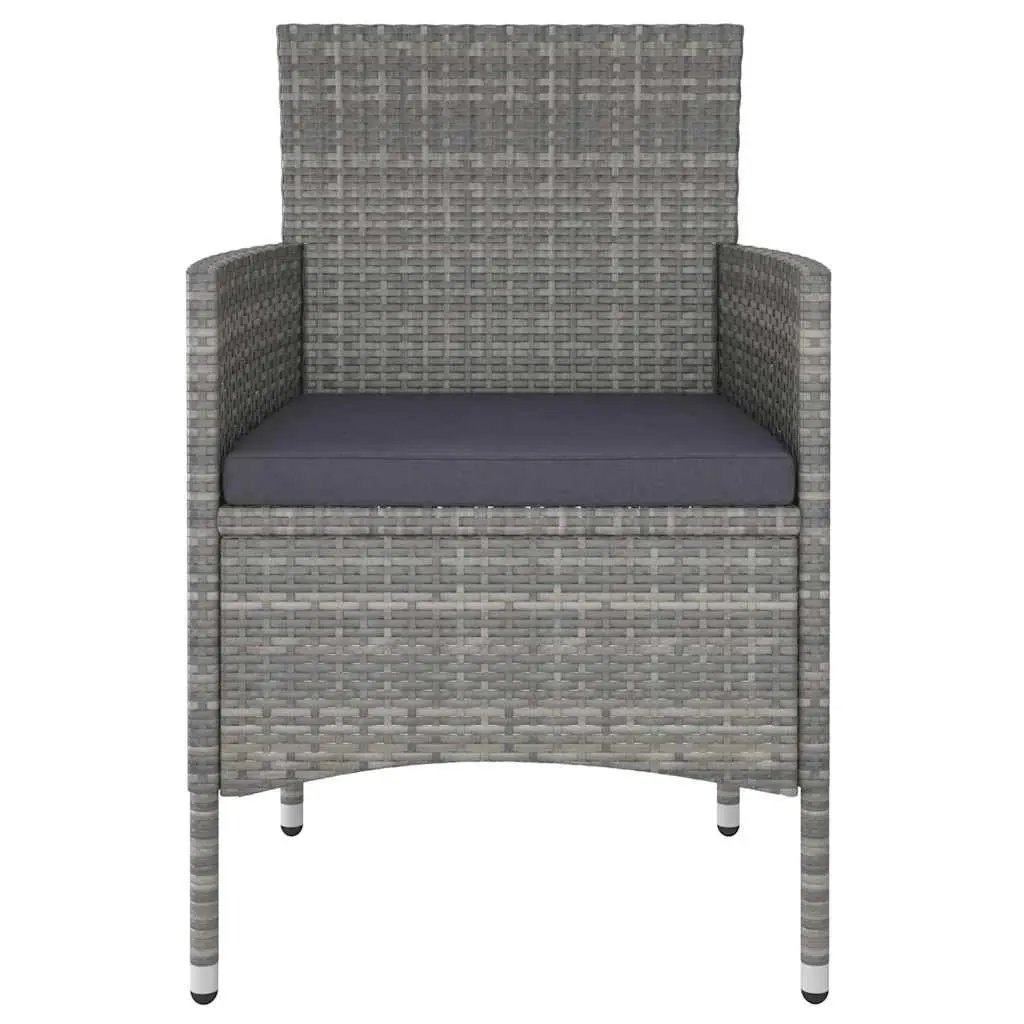 5 Piece Outdoor Dining Set Rattan Chairs Table Grey
